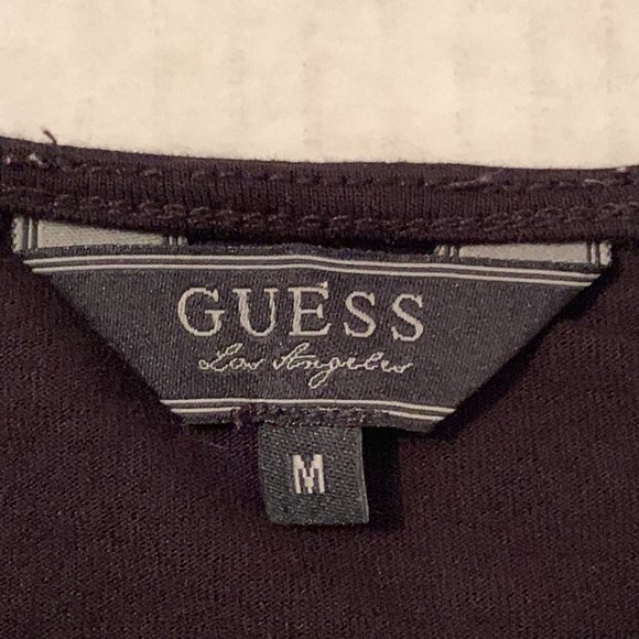 Guess Black Womens Boat Neck Top with Lace Arms Size Medium - Picture 3 of 7